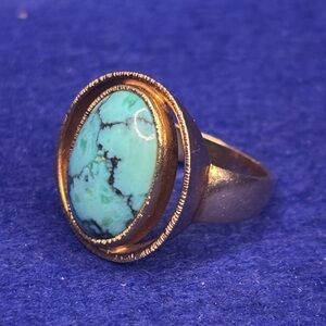 14K Solid Gold Turquoise Ring